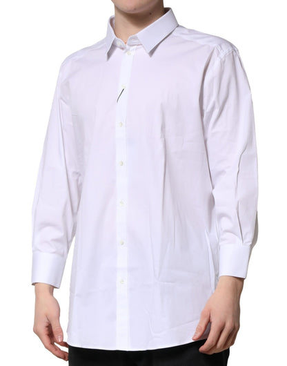 Dolce & Gabbana White GOLD Long Sleeve Dress Men Formal Shirt by Dolce & Gabbana