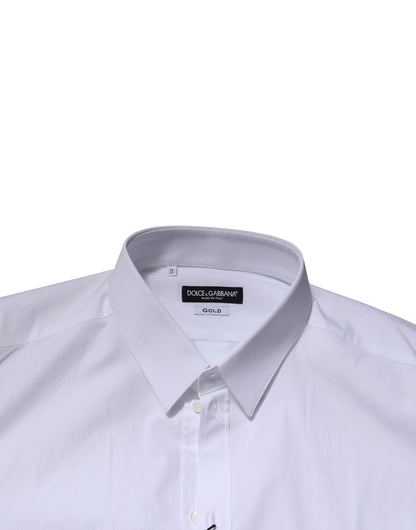 Dolce & Gabbana White GOLD Long Sleeve Dress Men Formal Shirt by Dolce & Gabbana