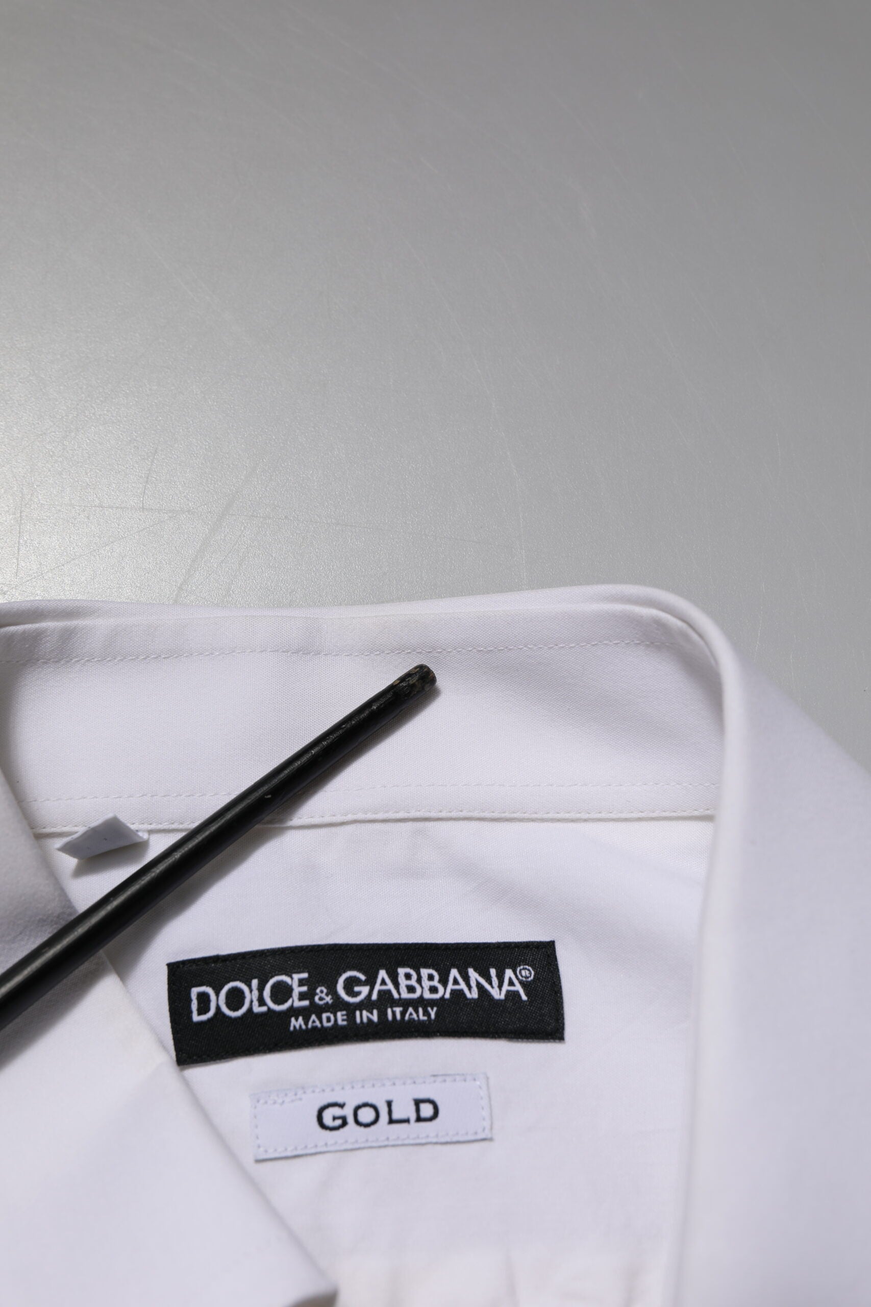 Dolce & Gabbana White GOLD Cotton Poplin Dress Formal Shirt by Dolce & Gabbana