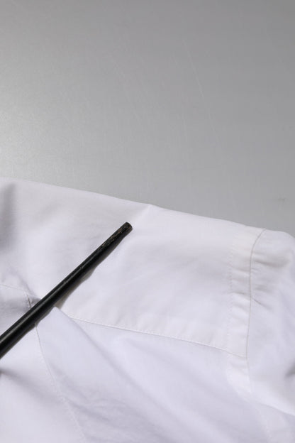 Dolce & Gabbana White GOLD Cotton Poplin Dress Formal Shirt by Dolce & Gabbana