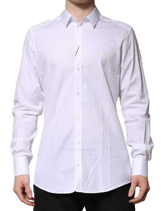 Dolce & Gabbana White Cotton Long Sleeves GOLD Formal Shirt by Dolce & Gabbana