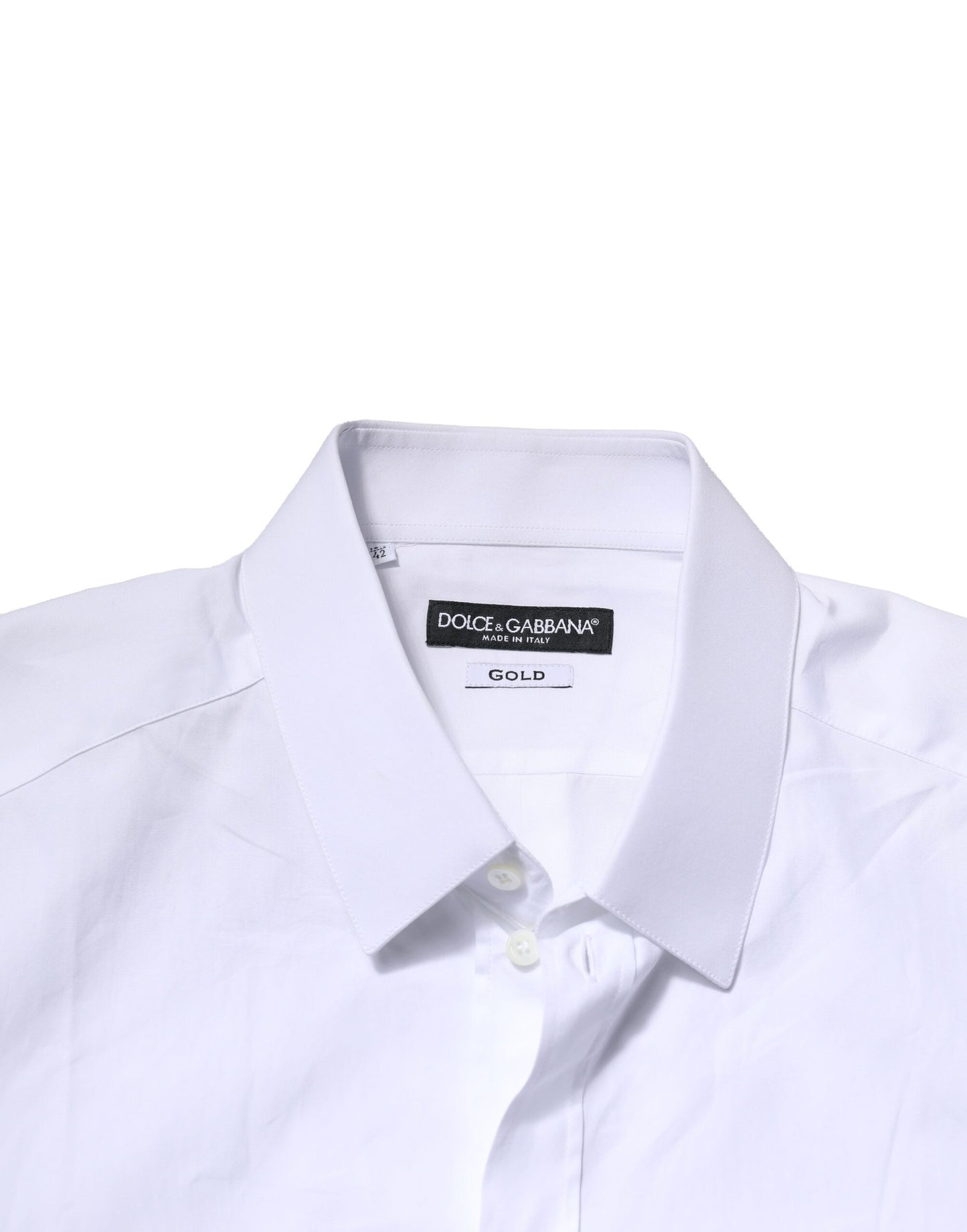 Dolce & Gabbana White Cotton Long Sleeves GOLD Formal Shirt by Dolce & Gabbana