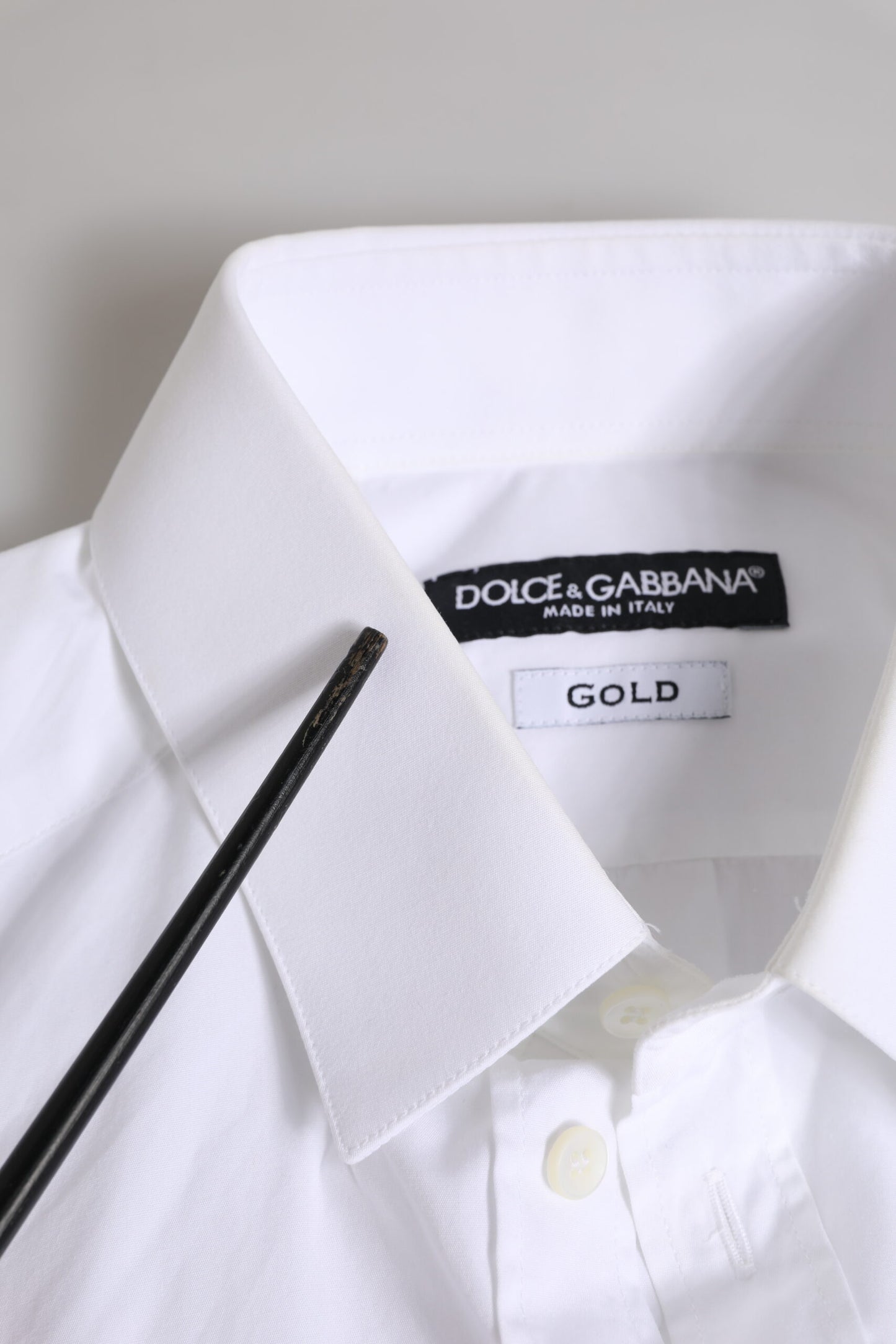 Dolce & Gabbana White Cotton Long Sleeves GOLD Formal Shirt by Dolce & Gabbana