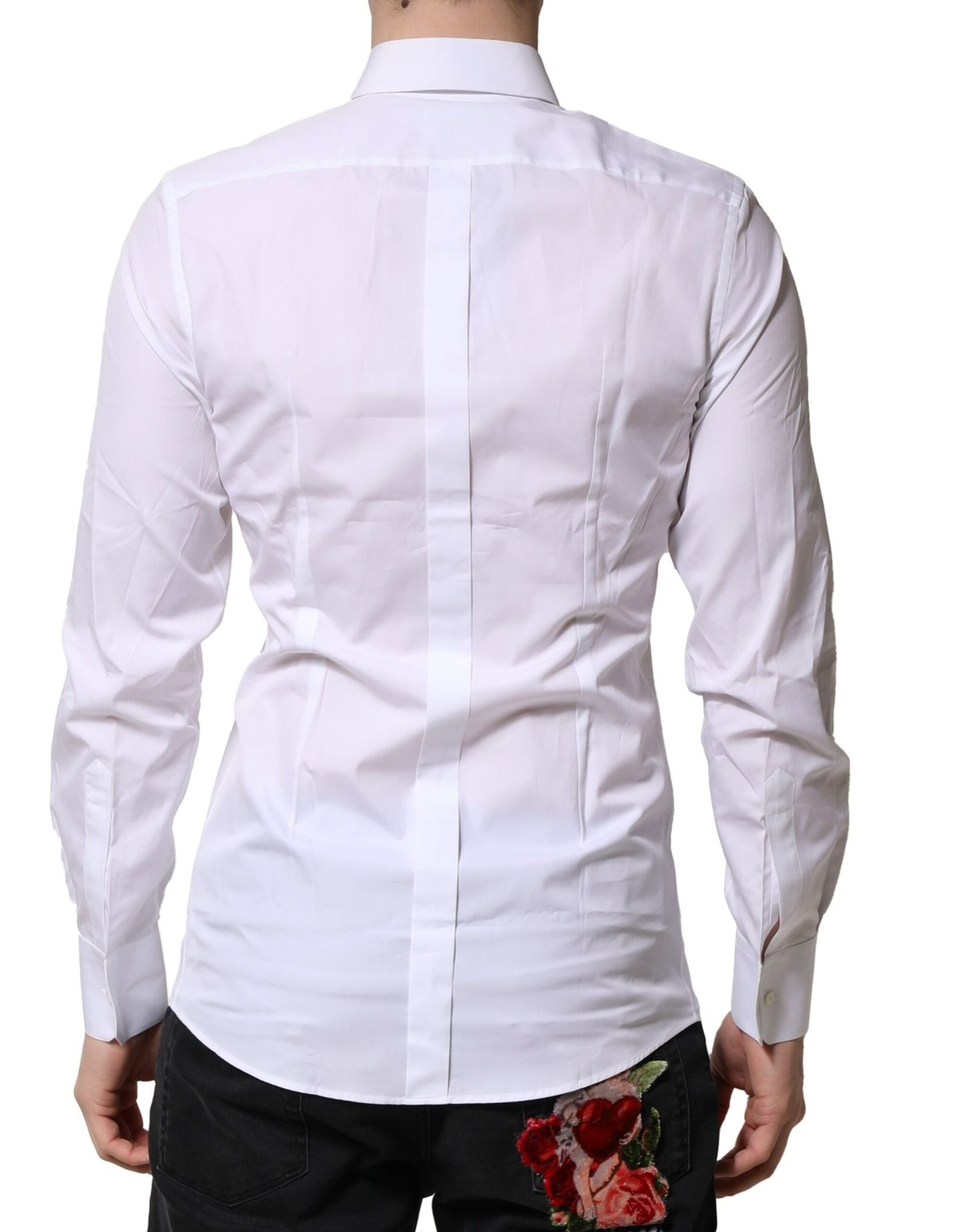 Dolce & Gabbana White GOLD Cotton Long Sleeves Men Formal Shirt by Dolce & Gabbana