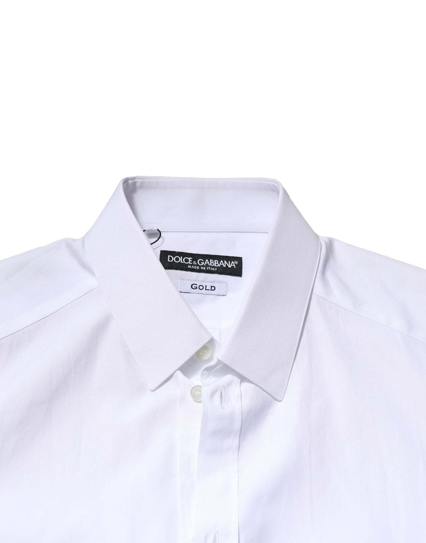Dolce & Gabbana White GOLD Cotton Long Sleeves Men Formal Shirt by Dolce & Gabbana