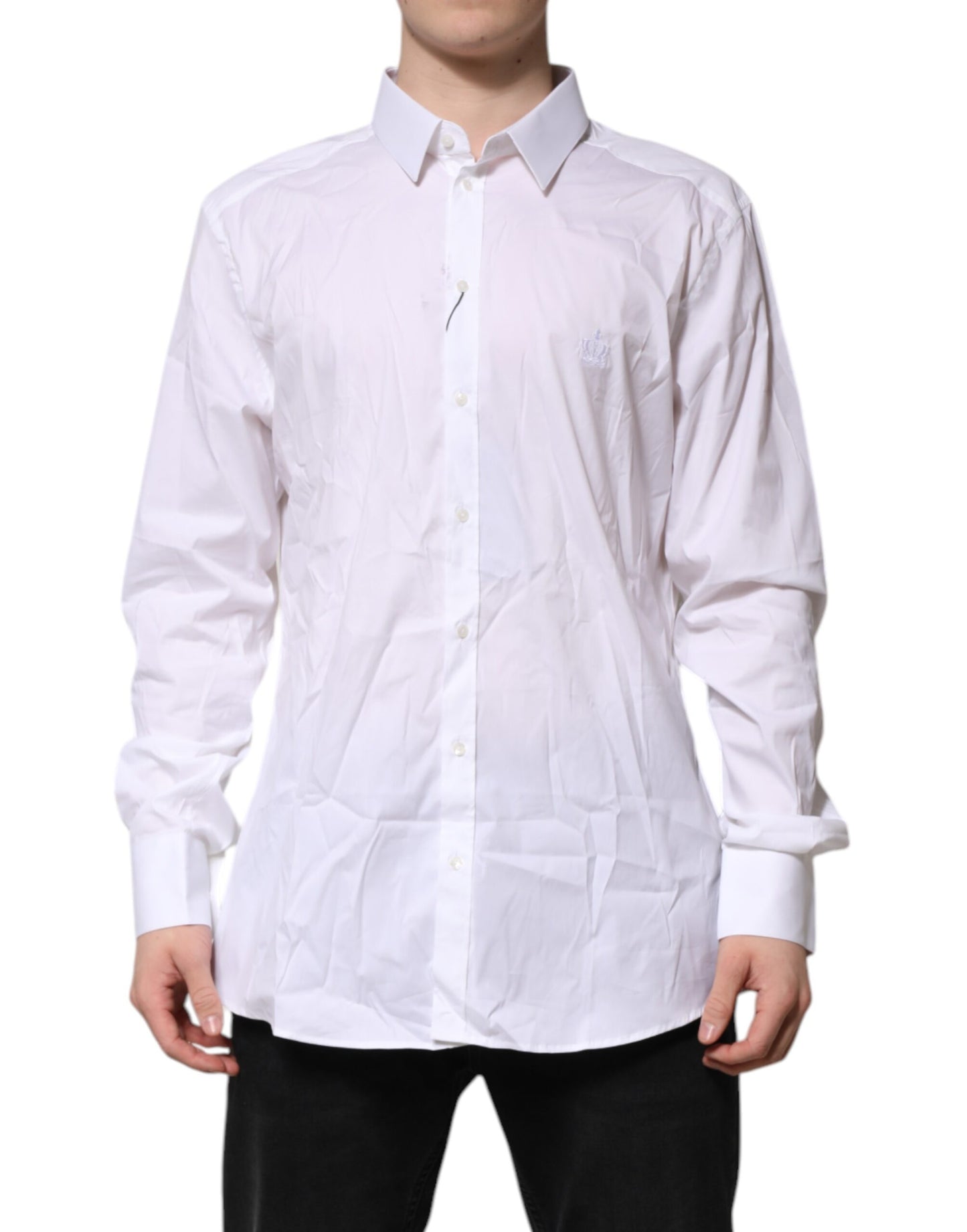 Dolce & Gabbana White GOLD Cotton Men Dress Formal Shirt by Dolce & Gabbana