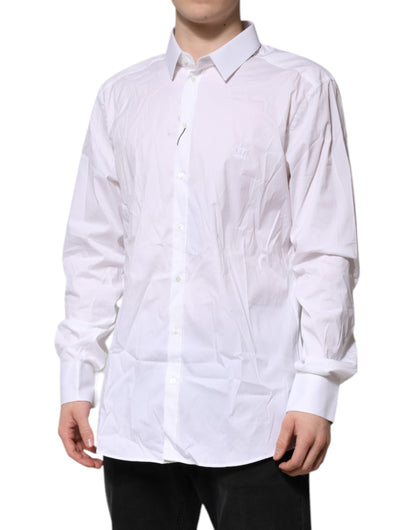 Dolce & Gabbana White GOLD Cotton Men Dress Formal Shirt by Dolce & Gabbana