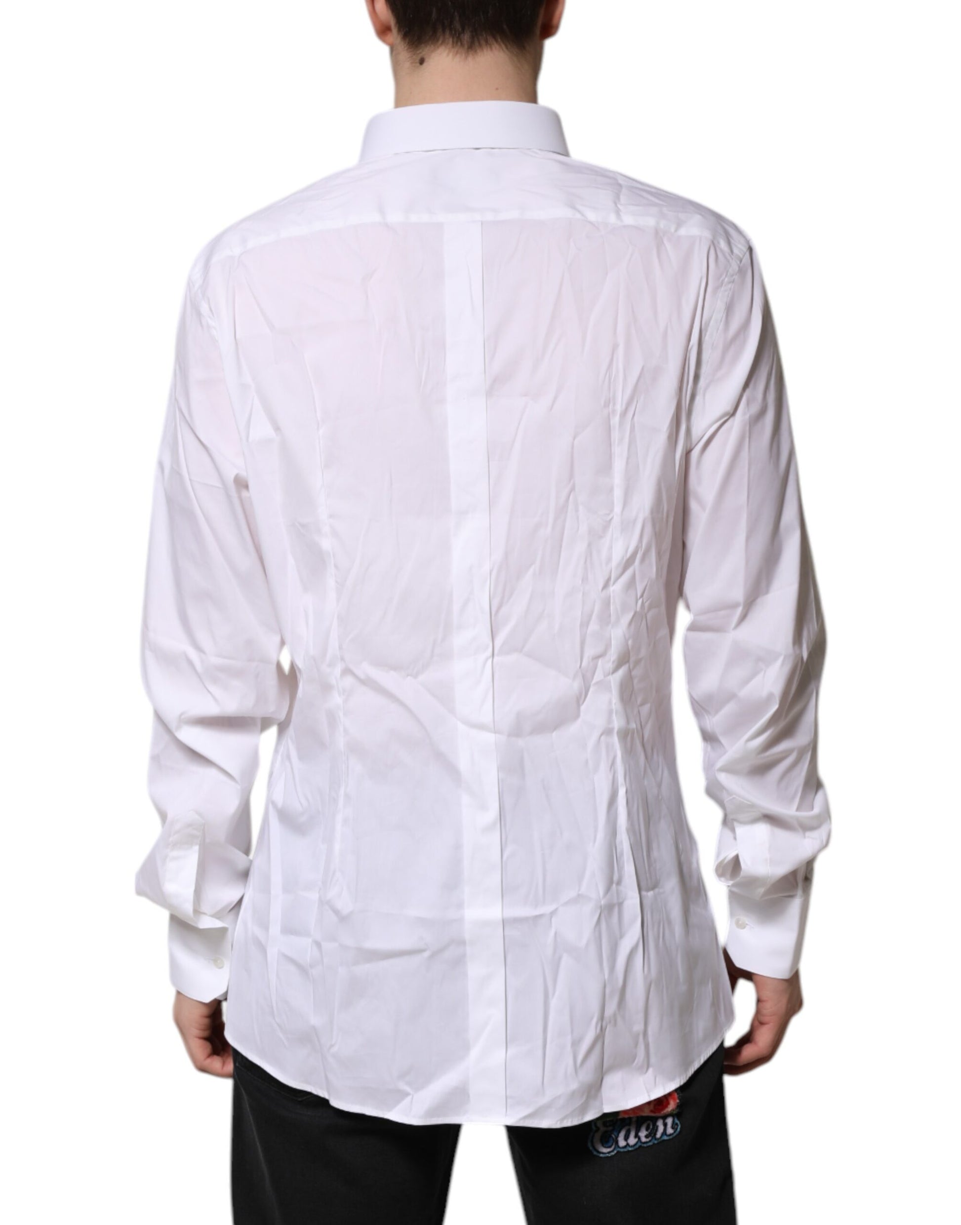Dolce & Gabbana White GOLD Cotton Men Dress Formal Shirt by Dolce & Gabbana