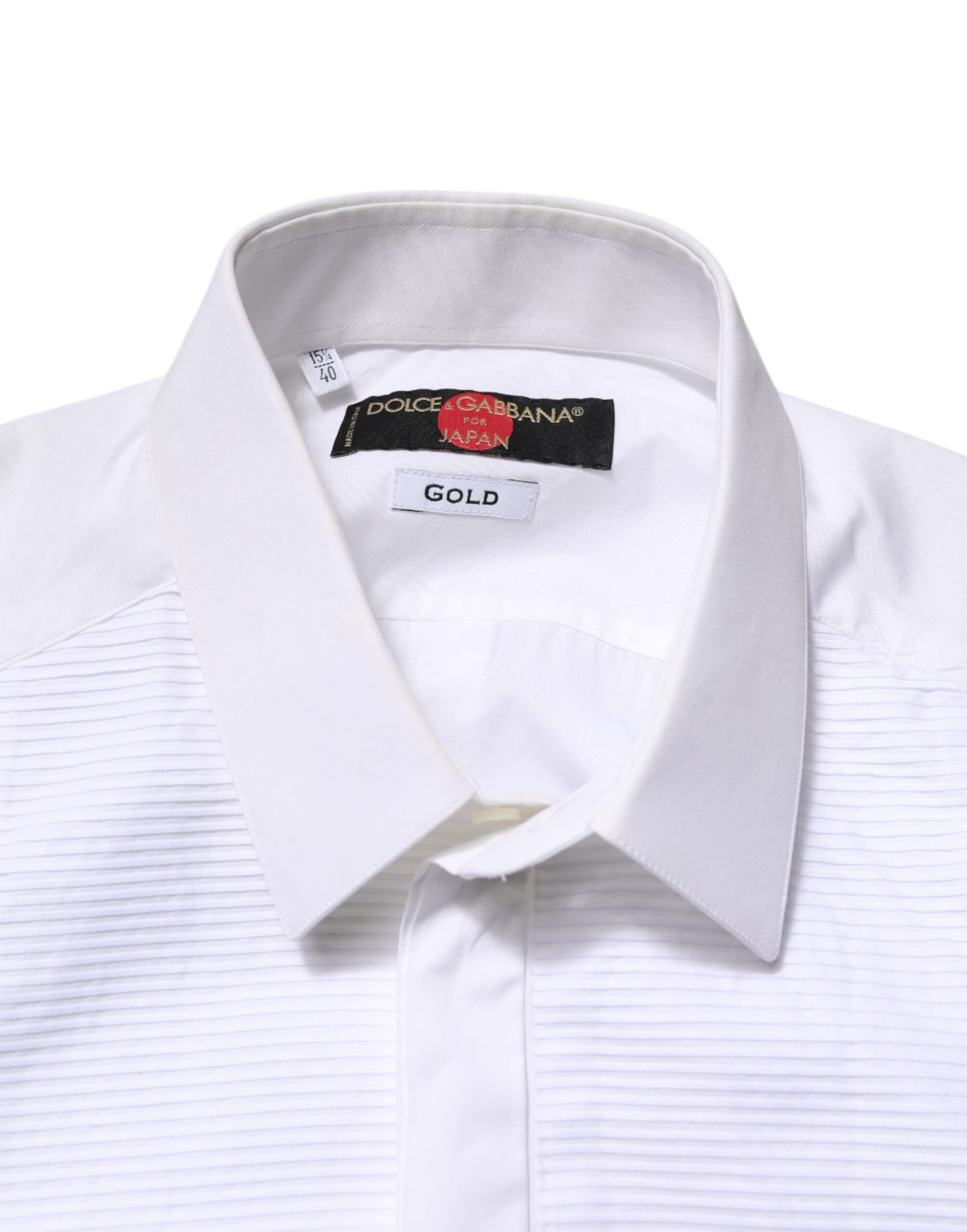 Dolce & Gabbana White GOLD Cotton Bib Dress Formal Shirt by Dolce & Gabbana
