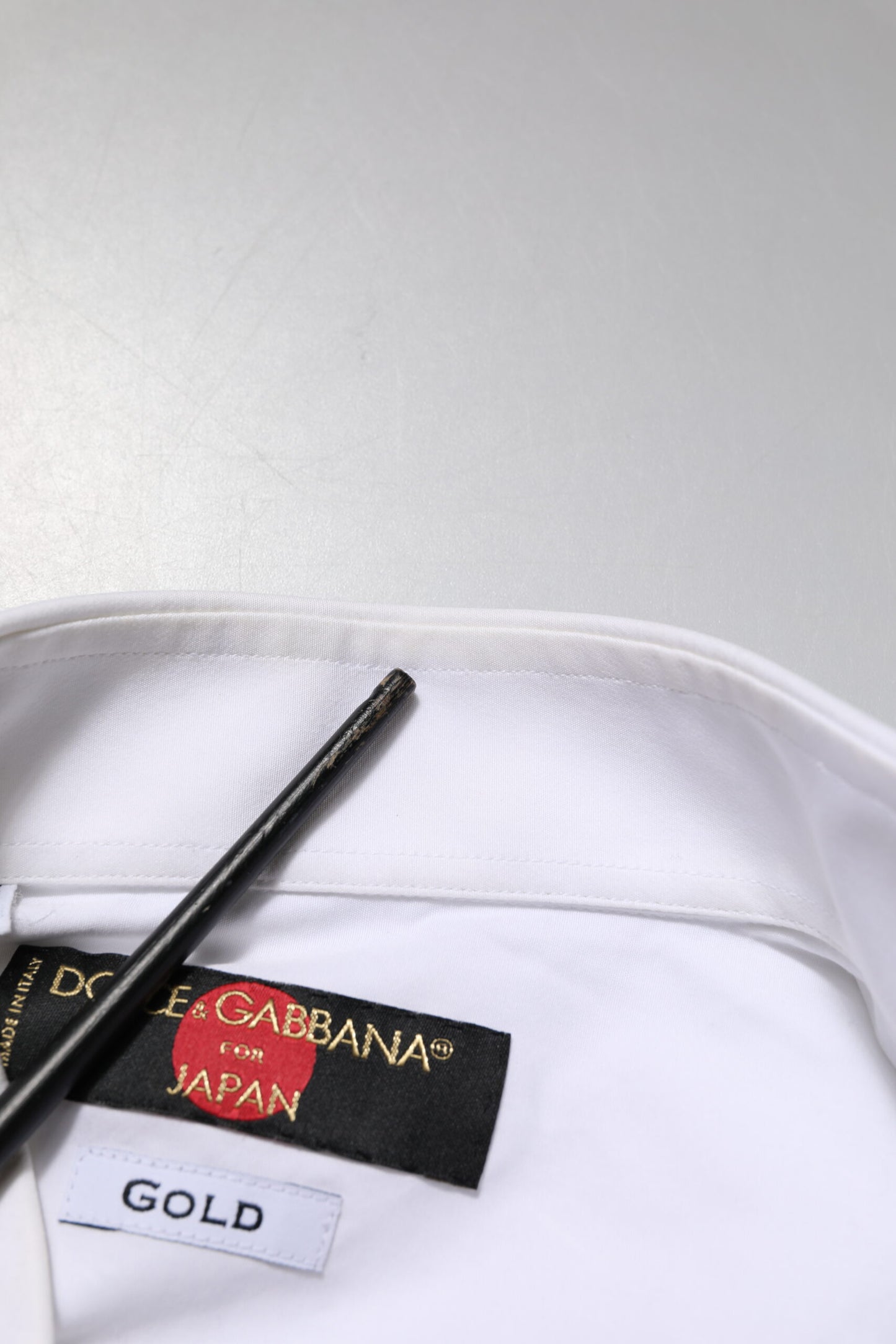 Dolce & Gabbana White GOLD Cotton Bib Dress Formal Shirt by Dolce & Gabbana