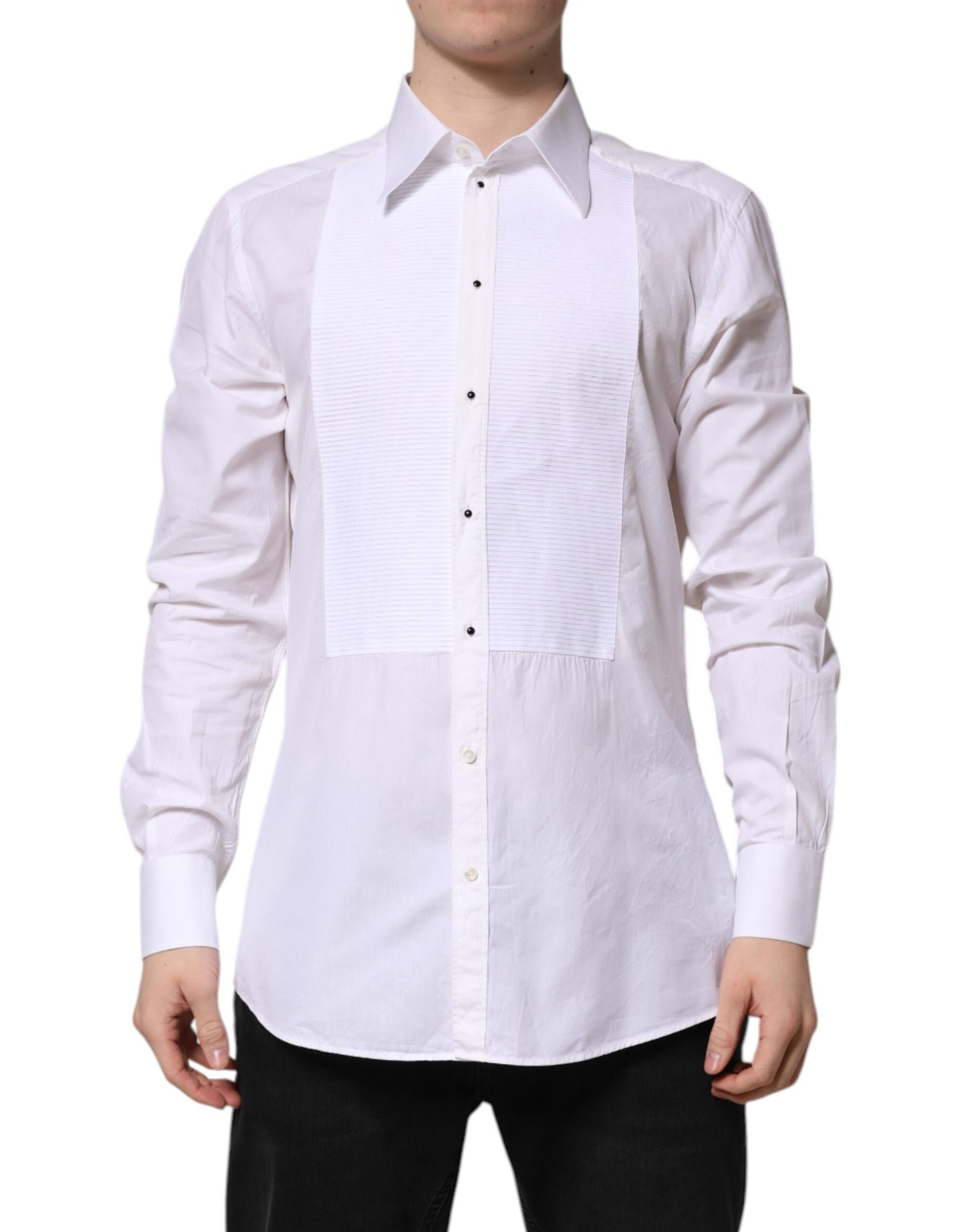 Dolce & Gabbana White GOLD Cotton Long Sleeves Formal Shirt by Dolce & Gabbana