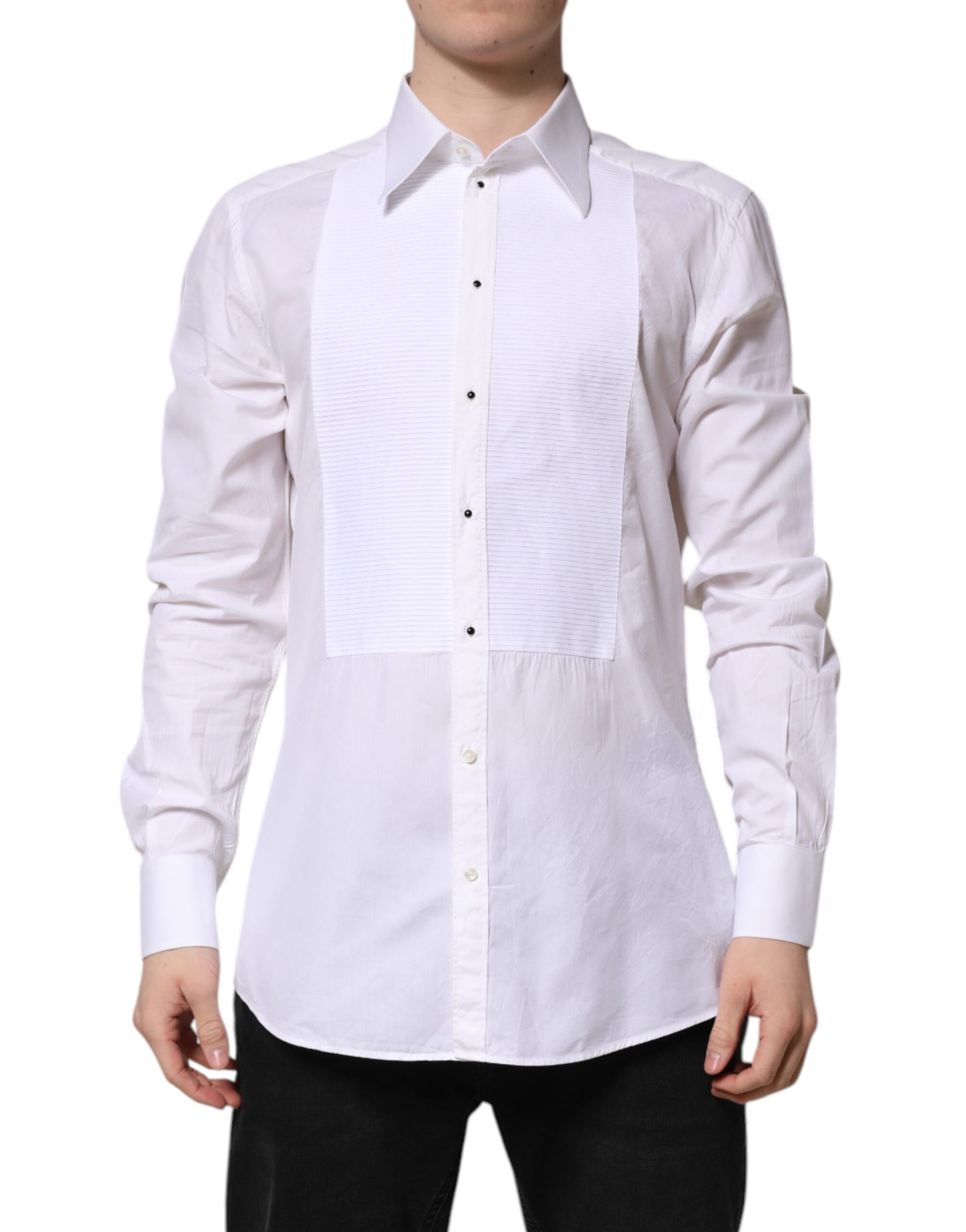 Dolce & Gabbana White GOLD Cotton Long Sleeves Formal Shirt by Dolce & Gabbana
