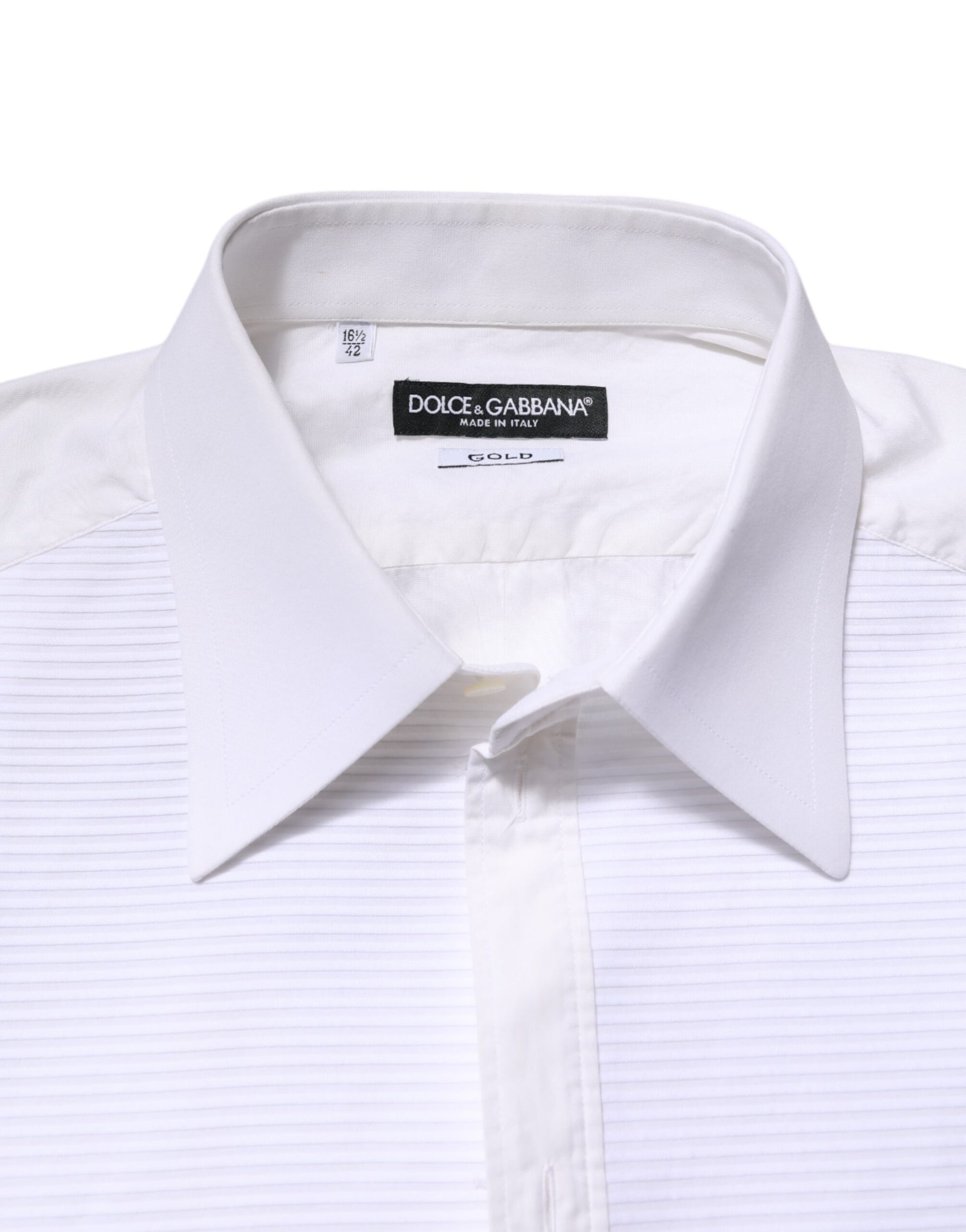 Dolce & Gabbana White GOLD Cotton Long Sleeves Formal Shirt by Dolce & Gabbana