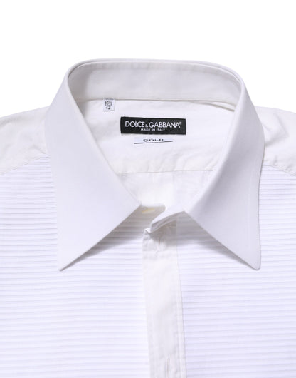 Dolce & Gabbana White GOLD Cotton Long Sleeves Formal Shirt by Dolce & Gabbana