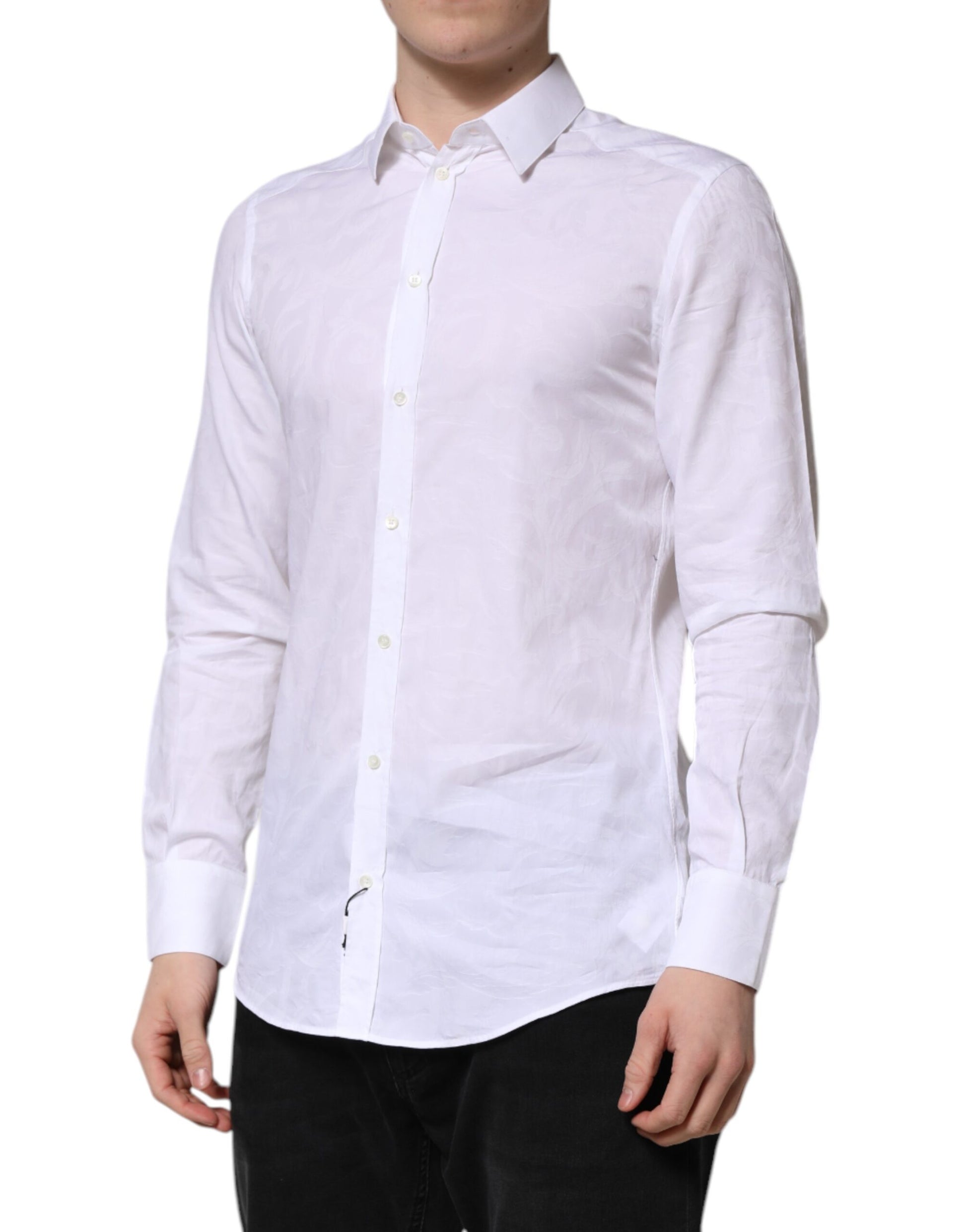 Dolce & Gabbana White MARTINI Cotton Long Sleeve Formal Shirt by Dolce & Gabbana