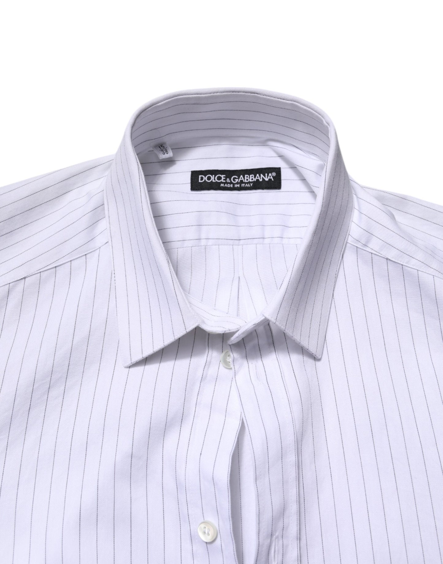 Dolce &amp; Gabbana White Stripes Cotton Long Sleeve Formal Shirt