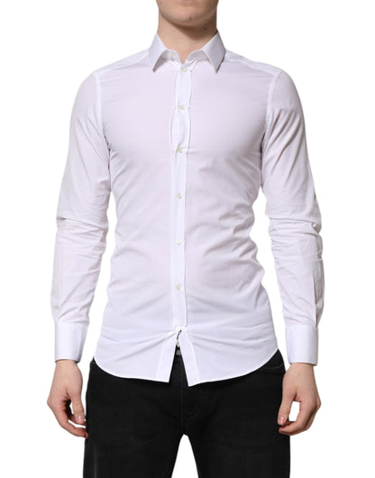 Dolce & Gabbana White GOLD Cotton Long Sleeve Men Formal Shirt by Dolce & Gabbana
