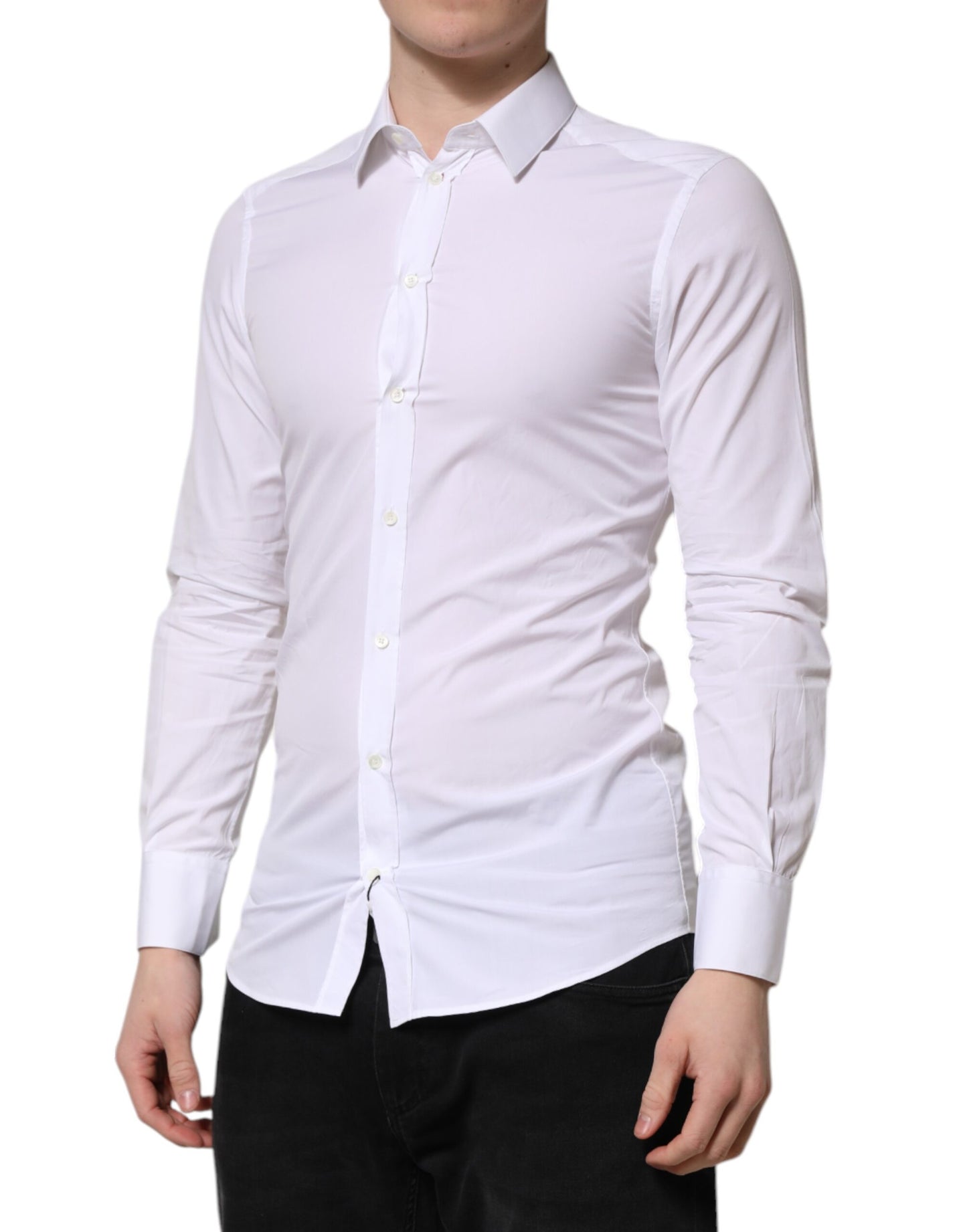 Dolce & Gabbana White GOLD Cotton Long Sleeve Men Formal Shirt by Dolce & Gabbana