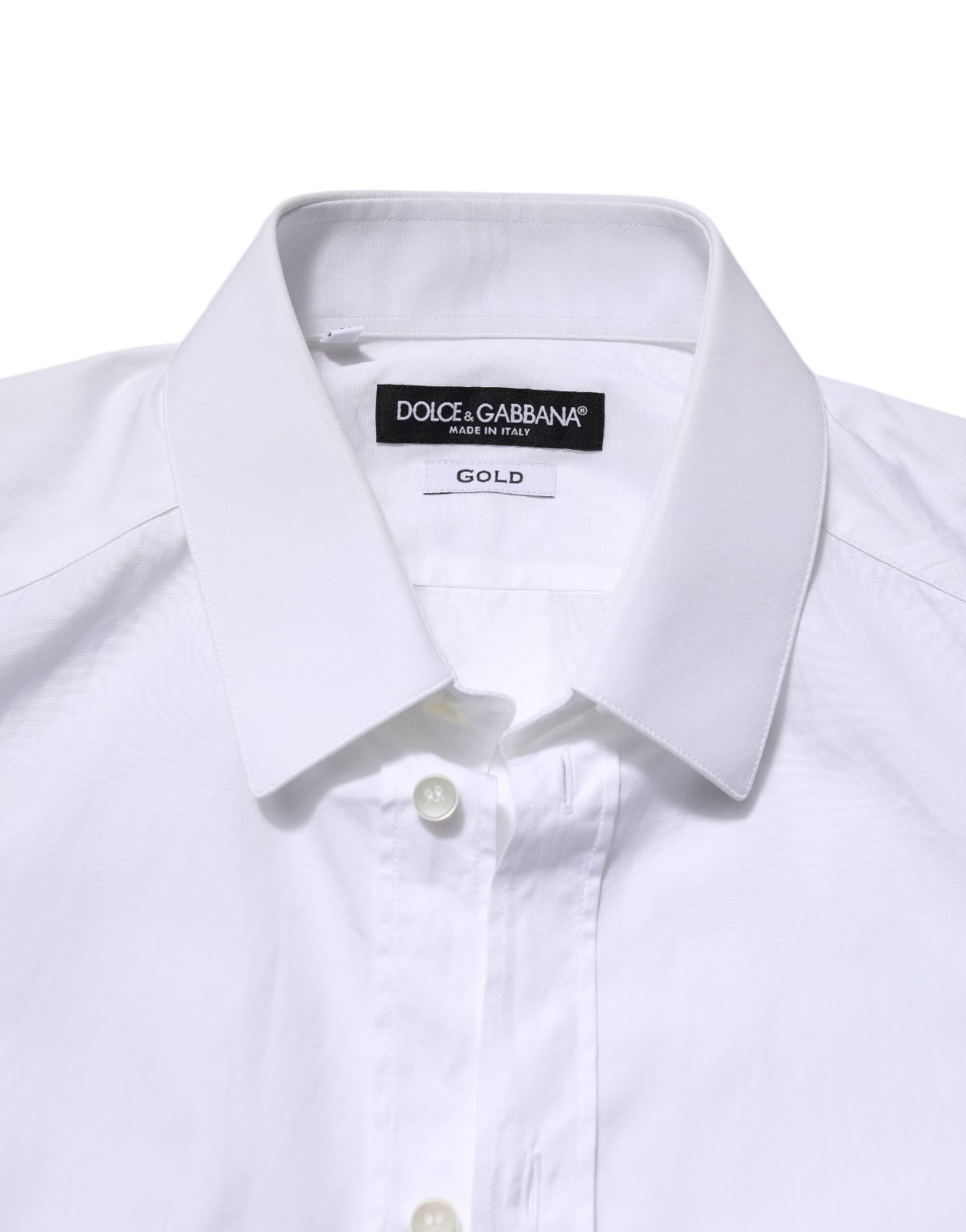 Dolce & Gabbana White GOLD Cotton Long Sleeve Men Formal Shirt by Dolce & Gabbana