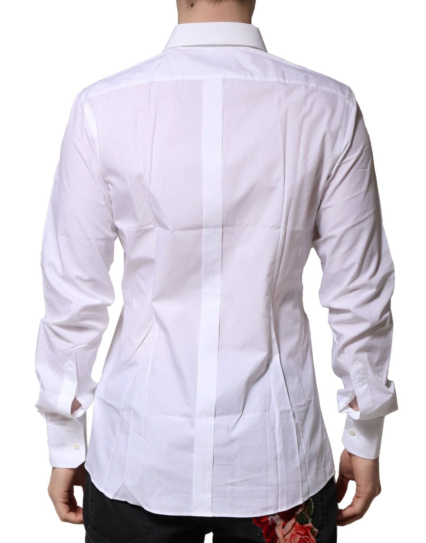 Dolce & Gabbana White GOLD Cotton Long Sleeves Men Formal Shirt by Dolce & Gabbana