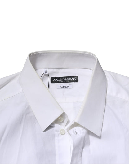Dolce & Gabbana White GOLD Cotton Men Dress Formal Shirt by Dolce & Gabbana