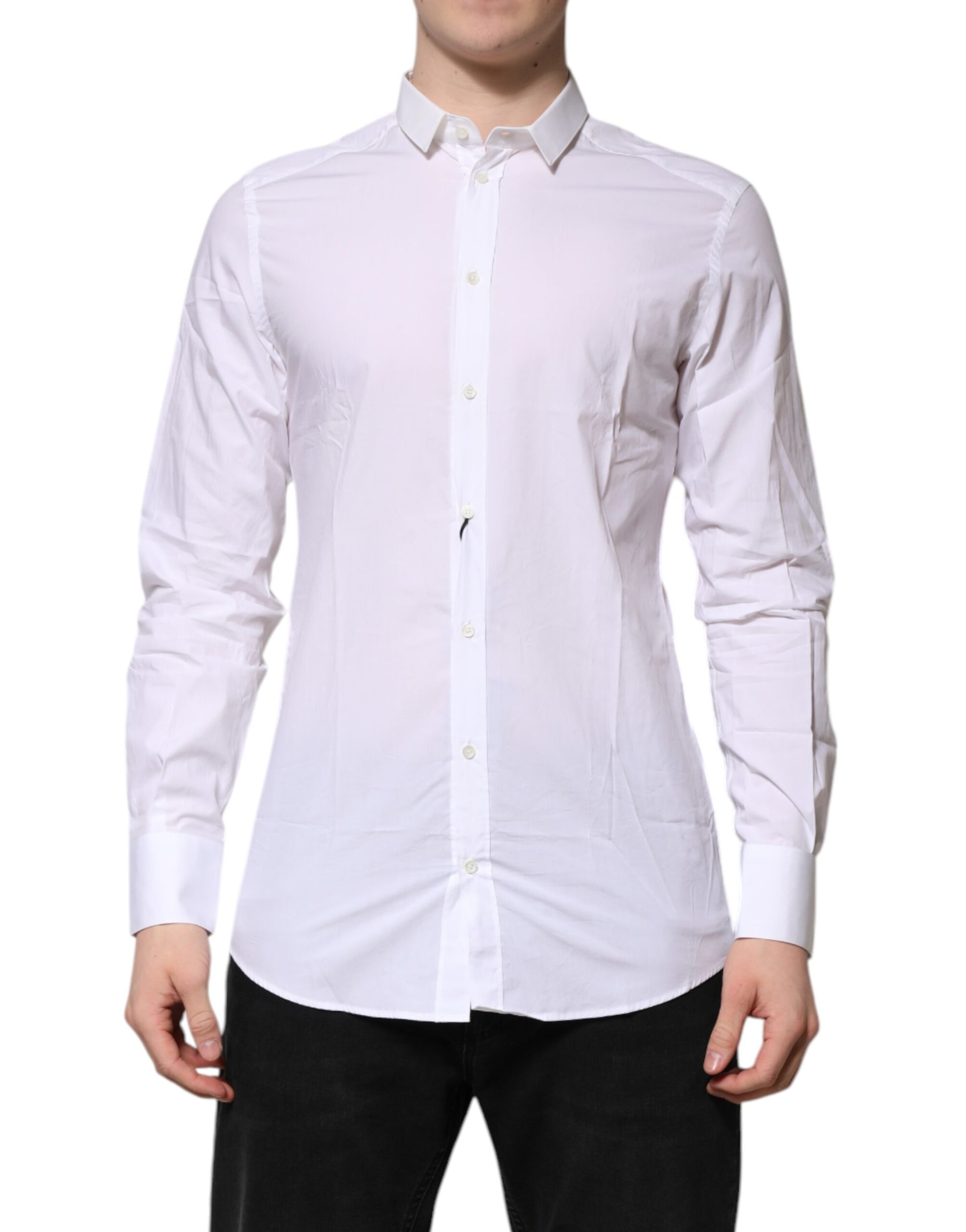Dolce & Gabbana White GOLD Cotton Long Sleeves Men Formal Shirt by Dolce & Gabbana