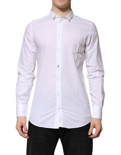 Dolce & Gabbana White GOLD Cotton Long Sleeves Men Formal Shirt by Dolce & Gabbana