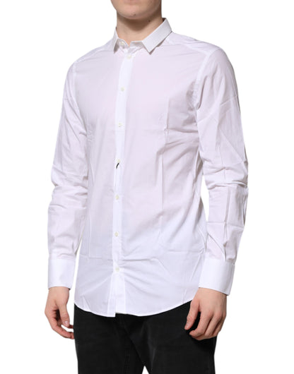 Dolce & Gabbana White GOLD Cotton Long Sleeves Men Formal Shirt by Dolce & Gabbana