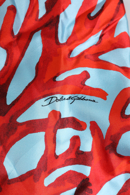 Dolce &amp; Gabbana Blue Red Coral Print Wrap Robe Coat Jacket