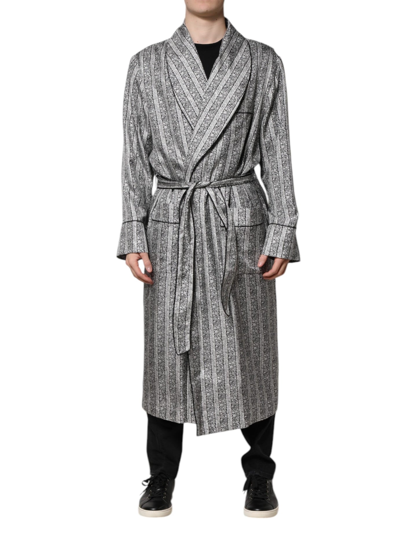 Dolce &amp; Gabbana Multicolor Floral Robe Coat Wrap Jacket