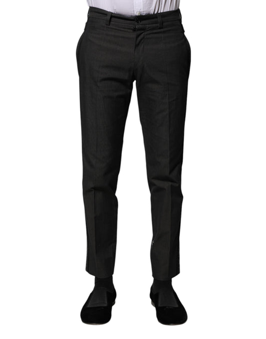 Pantalon habillé à motifs en coton gris Dolce &amp; Gabbana