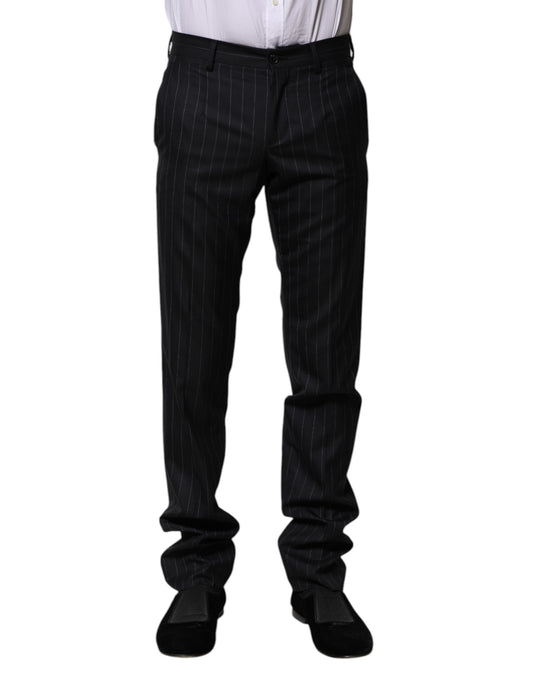 Pantalon habillé à rayures en laine noire Dolce &amp; Gabbana
