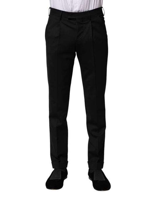 Pantalon habillé fuselé noir uni pour homme PT Torino