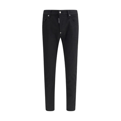 Dsquared2 Skater Jeans Katoen Denim Indigo Lederen Patch