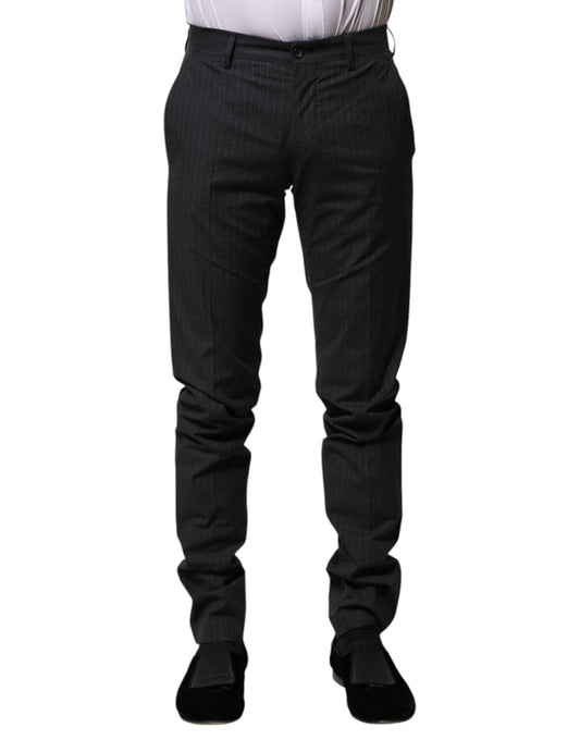 Pantalon habillé en coton à rayures grises Dolce &amp; Gabbana