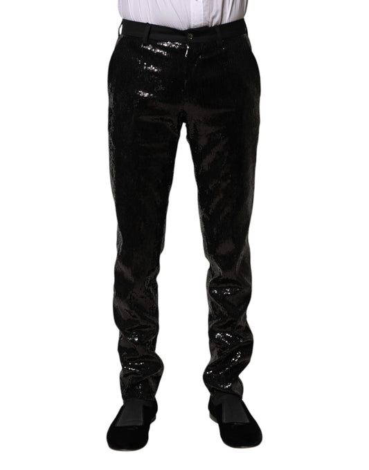 Pantalon noir à paillettes Dolce &amp; Gabbana