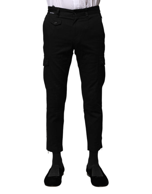 Pantalon court habillé en coton noir Dolce &amp; Gabbana pour homme