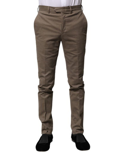Pantalon habillé fuselé en coton marron BENCIVENGA