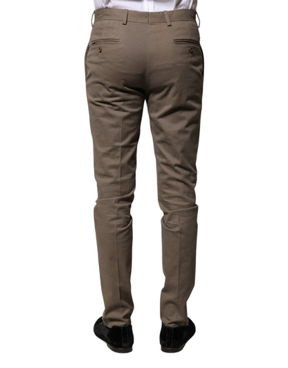 Pantalon habillé fuselé en coton marron BENCIVENGA