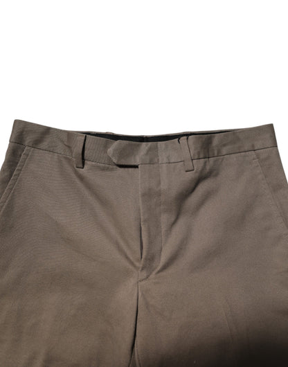 Pantalon habillé fuselé en coton marron BENCIVENGA
