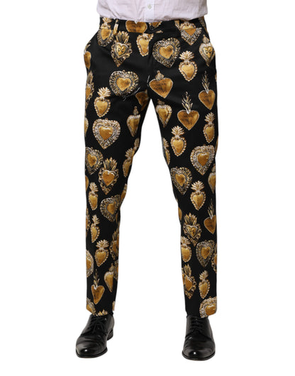 Pantalon Dolce &amp; Gabbana imprimé Sacré-Cœur Noir et Or