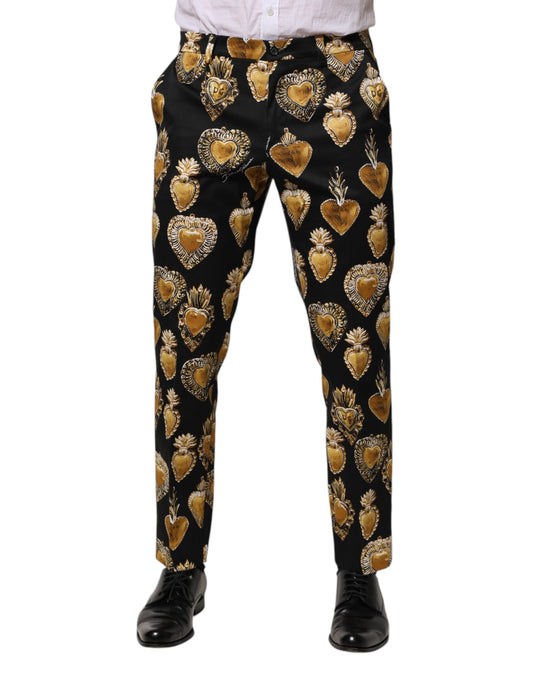 Pantalon Dolce &amp; Gabbana imprimé Sacré-Cœur Noir et Or