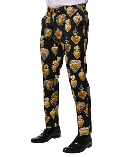 Pantalon Dolce &amp; Gabbana imprimé Sacré-Cœur Noir et Or