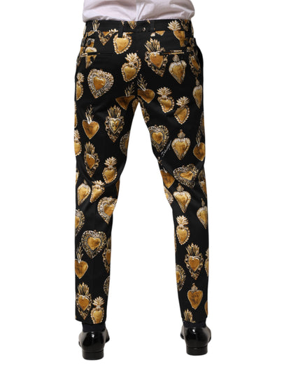 Pantalon Dolce &amp; Gabbana imprimé Sacré-Cœur Noir et Or