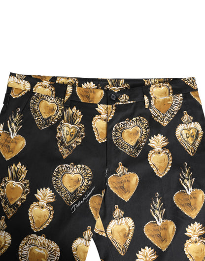 Pantalon Dolce &amp; Gabbana imprimé Sacré-Cœur Noir et Or