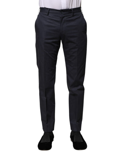 Pantalon habillé en coton bleu foncé Dolce &amp; Gabbana