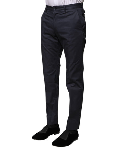 Pantalon habillé en coton bleu foncé Dolce &amp; Gabbana