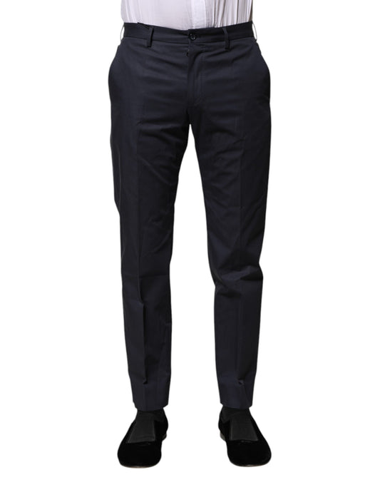 Pantalon habillé en coton bleu foncé Dolce &amp; Gabbana