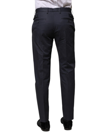 Pantalon habillé en coton bleu foncé Dolce &amp; Gabbana