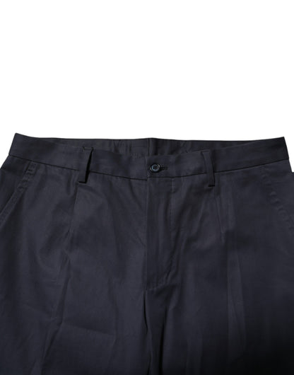 Pantalon habillé en coton bleu foncé Dolce &amp; Gabbana
